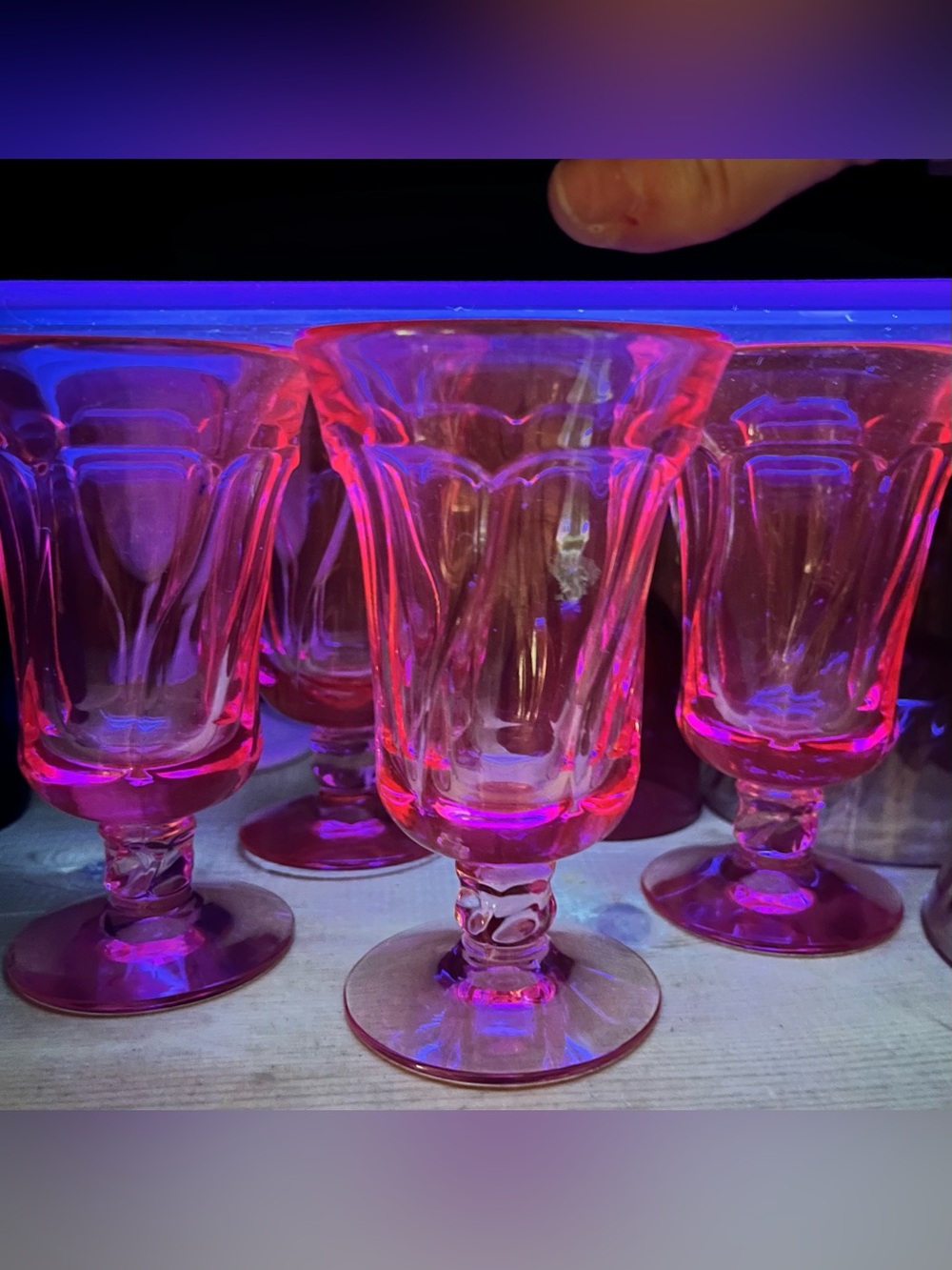 4 Vintage Fostoria Jamestown Pink Glass Juice Goblets 4 3/4" Pink Glow Selenium